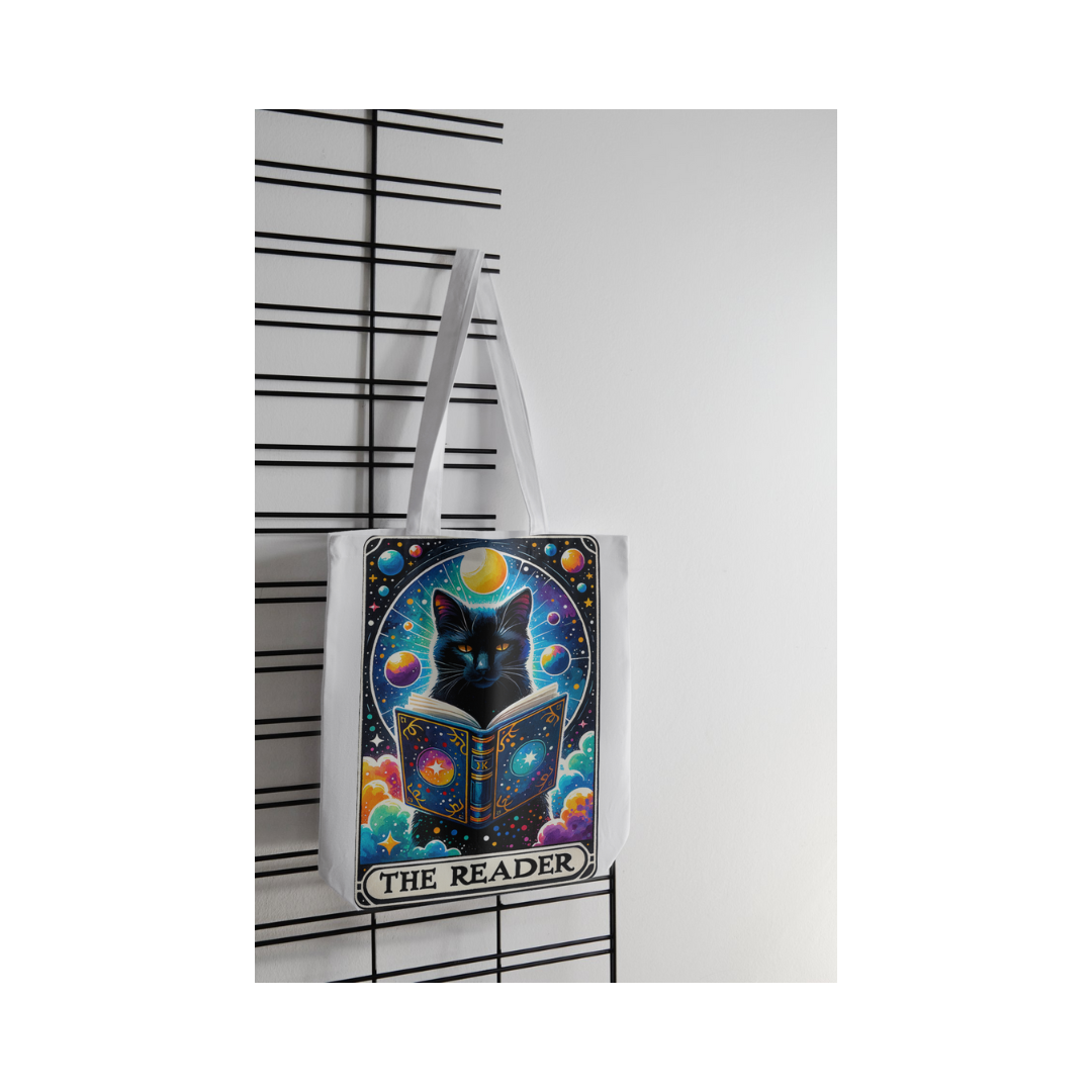 The Reader Cat Tarot Tote - Canvas Bag