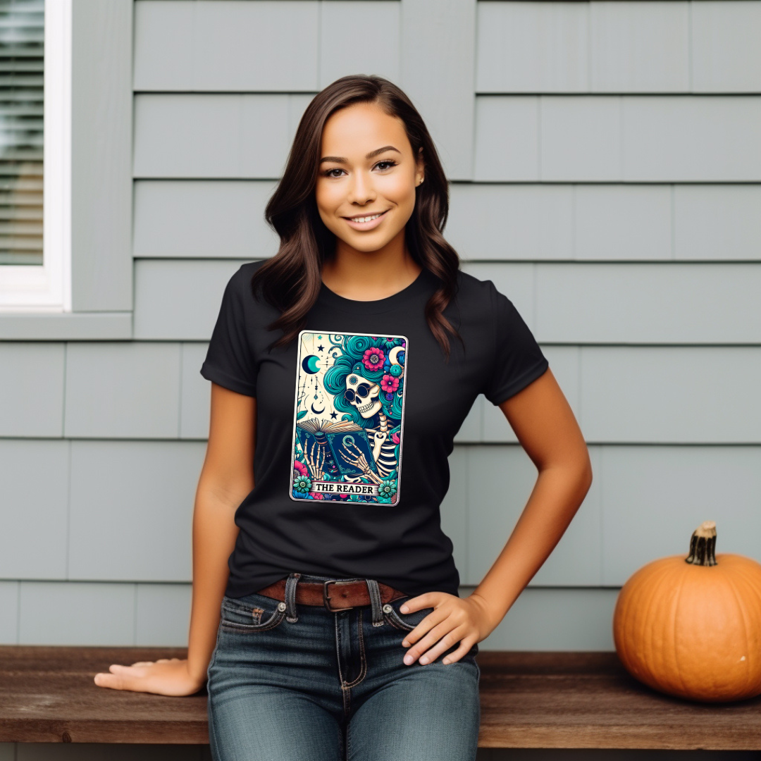 The Reader Skeleton Tarot Tee - Unisex T-Shirt