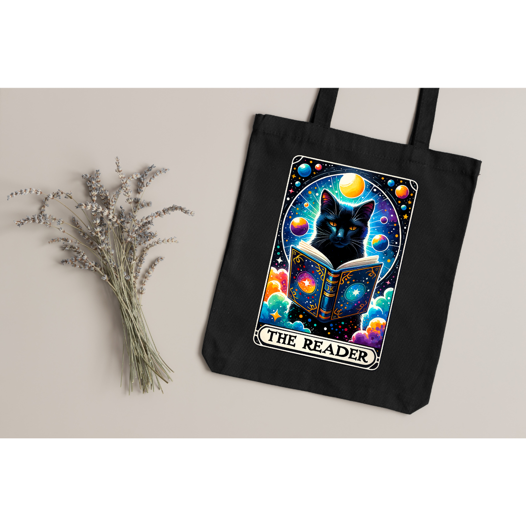 The Reader Cat Tarot Tote - Canvas Bag