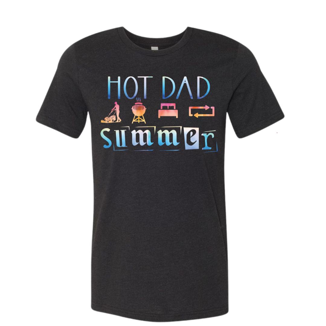 Hot Dad Summer - Heather Black Unisex T-Shirt