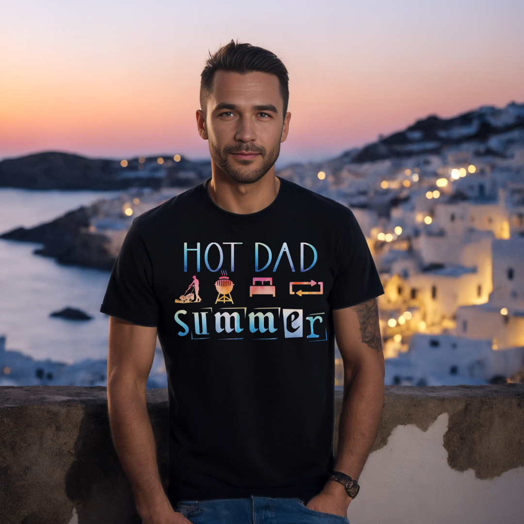 Hot Dad Summer - Heather Black Unisex T-Shirt