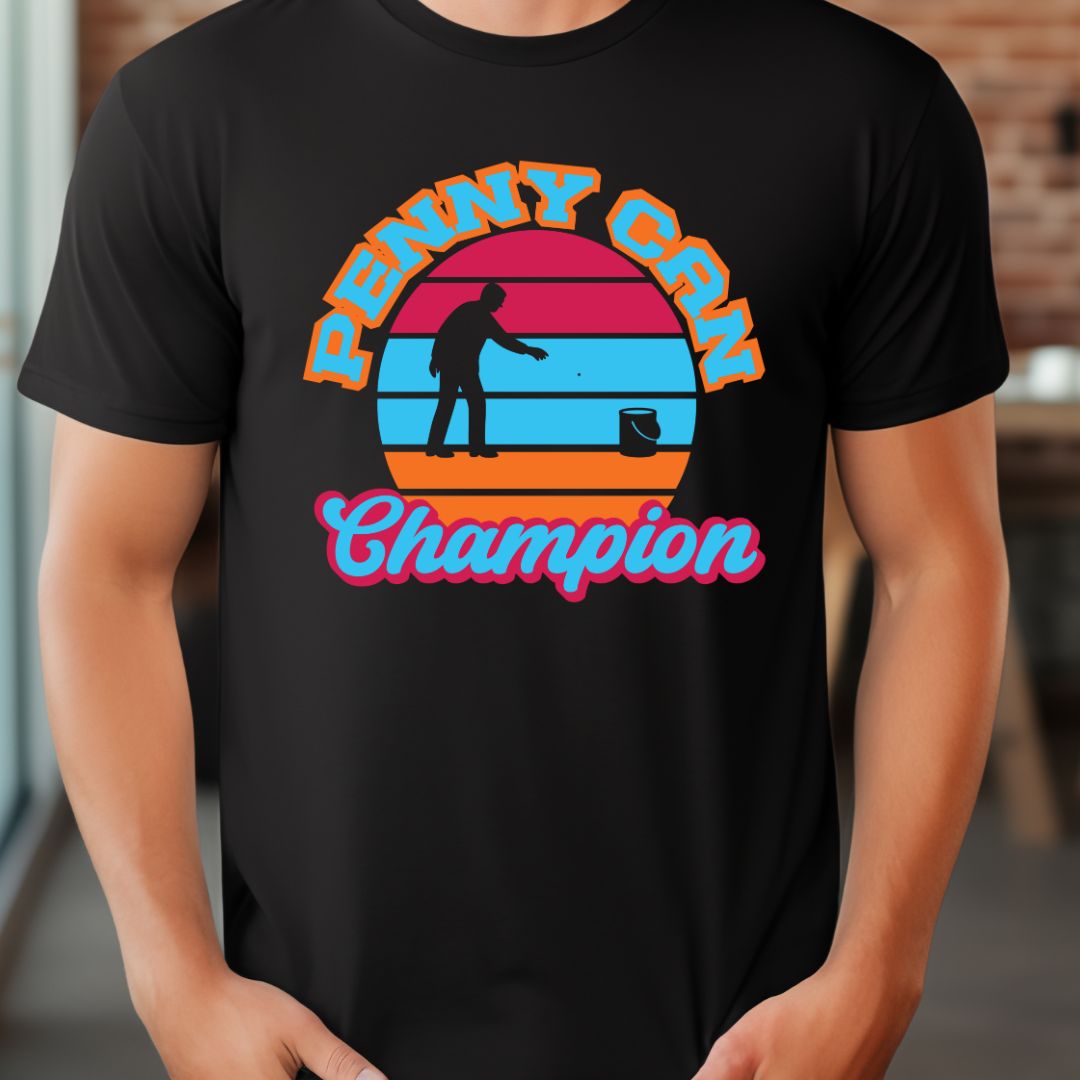 "Penny Can Champion" Vintage Style Unisex T-Shirt – Funny Retro Toss Game Tee | Paint Can Throwback Design