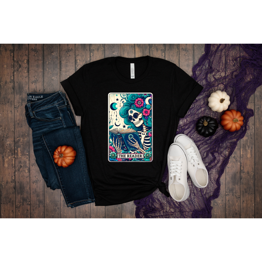 The Reader Skeleton Tarot Tee - Unisex T-Shirt